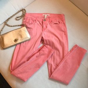 Coral pink skinny pants